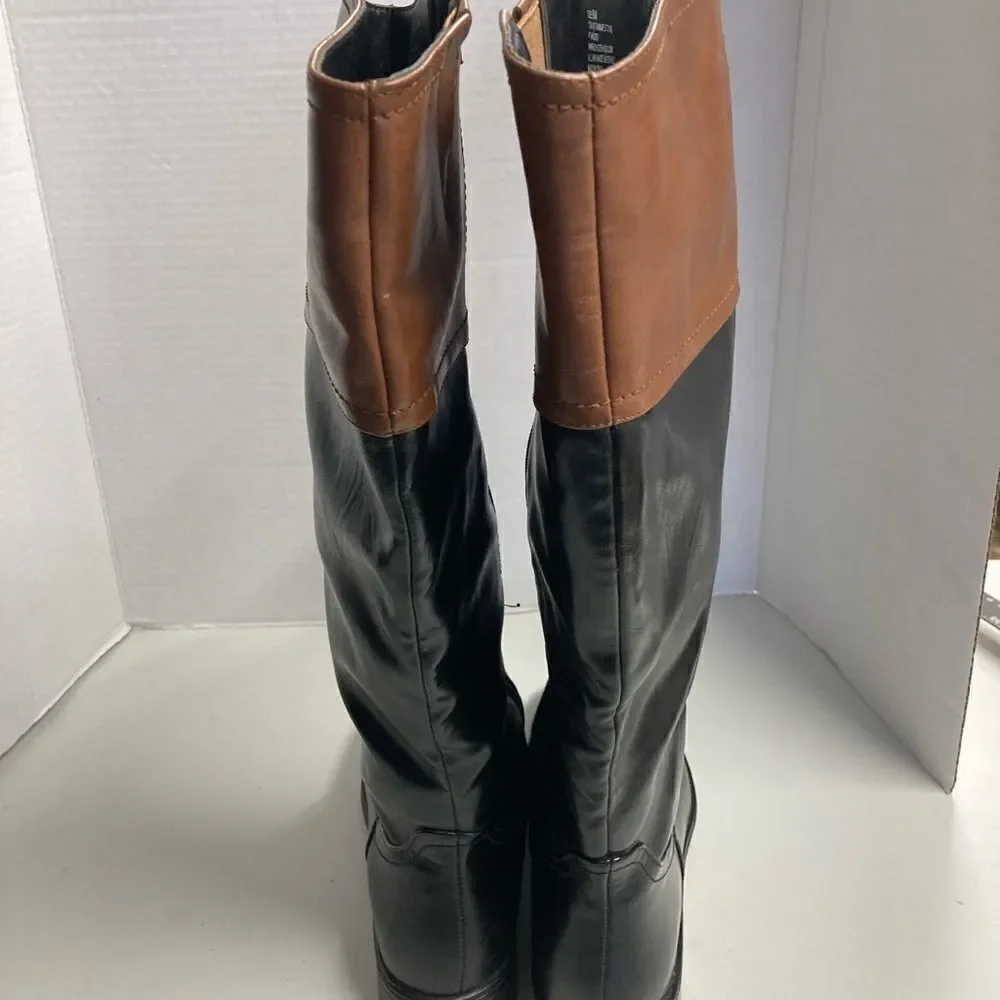 IT’S OK, Women’s Riding Boots, Black &‎ Brown, Size, 9M, All Man Made Materials